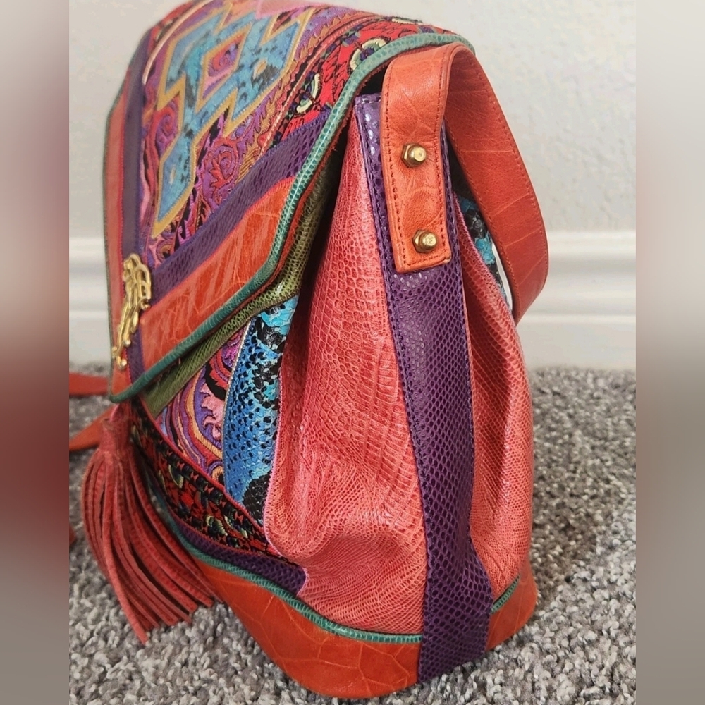 Sharif Multicolor Red Blue Purple Crossbody Bag - Picture 15 of 16